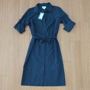 BRAND NEW w/TAGS Ann Taylor OFT Black Pinstripe Long Sleeve Dress Sz Size 8